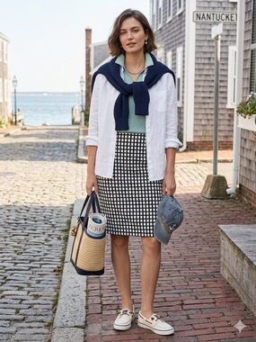 J.Crew Black & White Grid Pattern Pencil Skirt